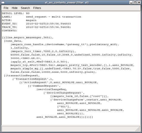 The internal form of a Megaco message